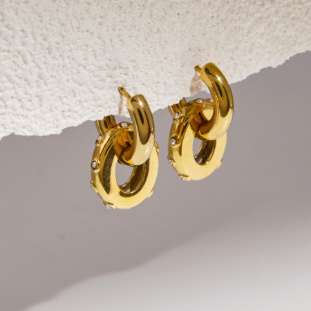 Boucles d'oreilles pendantes pour femmes, style torsadé, en acier inoxydable, couleur or, de forme irrégulière, collection Simple Series Daily.