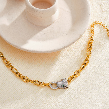 Bracelet chaîne femme en acier inoxydable doré, étanche, forme irrégulière élégante et motif animal, collection Luxueuse 2