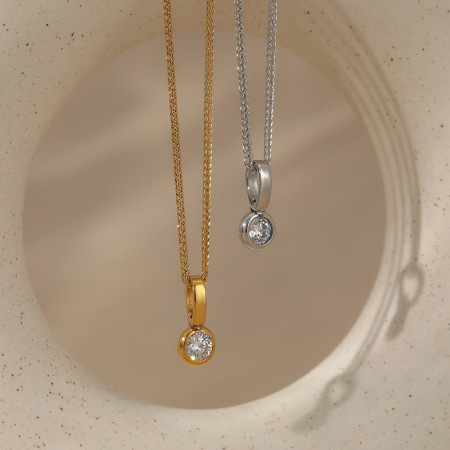 Colliers pendentifs pour femmes en acier inoxydable, étanches et sertis de zircon, de la collection Simple Series Circle