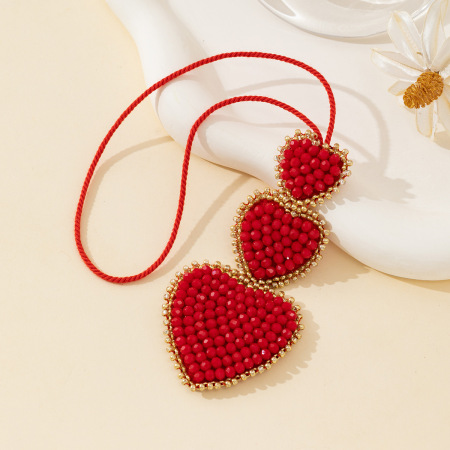 Collection Romantique - Perles Cœur Quotidiennes en Tissu Tissé - Breloques pour Sacs