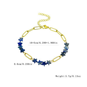 Bracelet À Perles Simple Star Pour Femme, En Acier Inoxydable, Imperméable, Couleur Or, Orné De Pierres Naturelles. h5 Image3