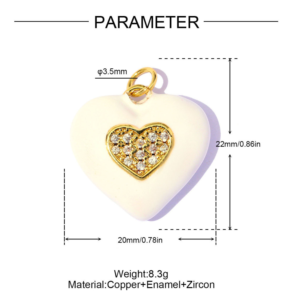 Pendentifs Pour Femmes En Forme De Cœur, En Cuivre Et Zircon, De La Série Simple À Faire Soi-Même 