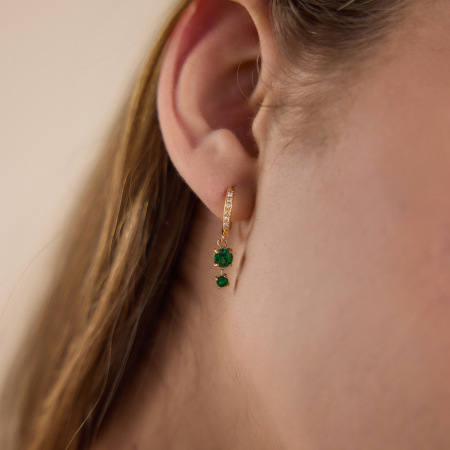 Boucles d'oreilles pendantes pour femme, luxueuses, rétro, en forme de cercle géométrique, en acier inoxydable étanche, couleur or, ornées de zircon. 2