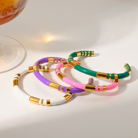 Bracelets manchettes étanches en acier inoxydable couleur or pour femmes