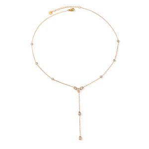 Colliers Pendentifs Pour Femmes Simple Series Daily Droplet En Acier Inoxydable Étanche Couleur Or Avec Zircon h5