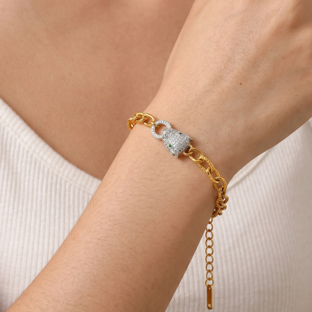 Bracelet chaîne femme en acier inoxydable doré, étanche, forme irrégulière élégante et motif animal, collection Luxueuse