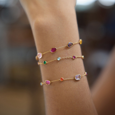 Bracelet chaîne femme romantique et mignon en acier inoxydable, imperméable, couleur or, avec perles de forme irrégulière. 2