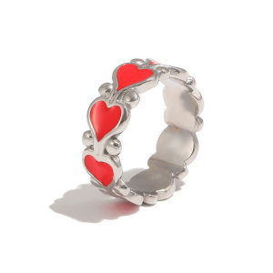 Bagues Tendance Simple Series Sweet Heart En Acier Inoxydable Étanche Couleur Or h5 Image4