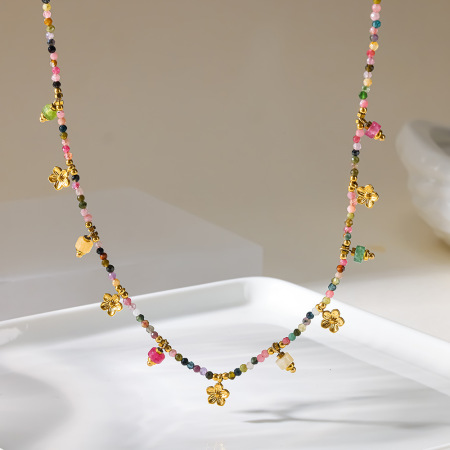 Colliers pendentifs pour femmes, en acier inoxydable étanche, couleur or, avec pompon, collection Simple Series