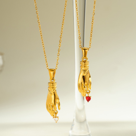 Colliers pendentifs pour femmes, collection romantique, forme irrégulière mignonne, en acier inoxydable étanche, couleur or 2