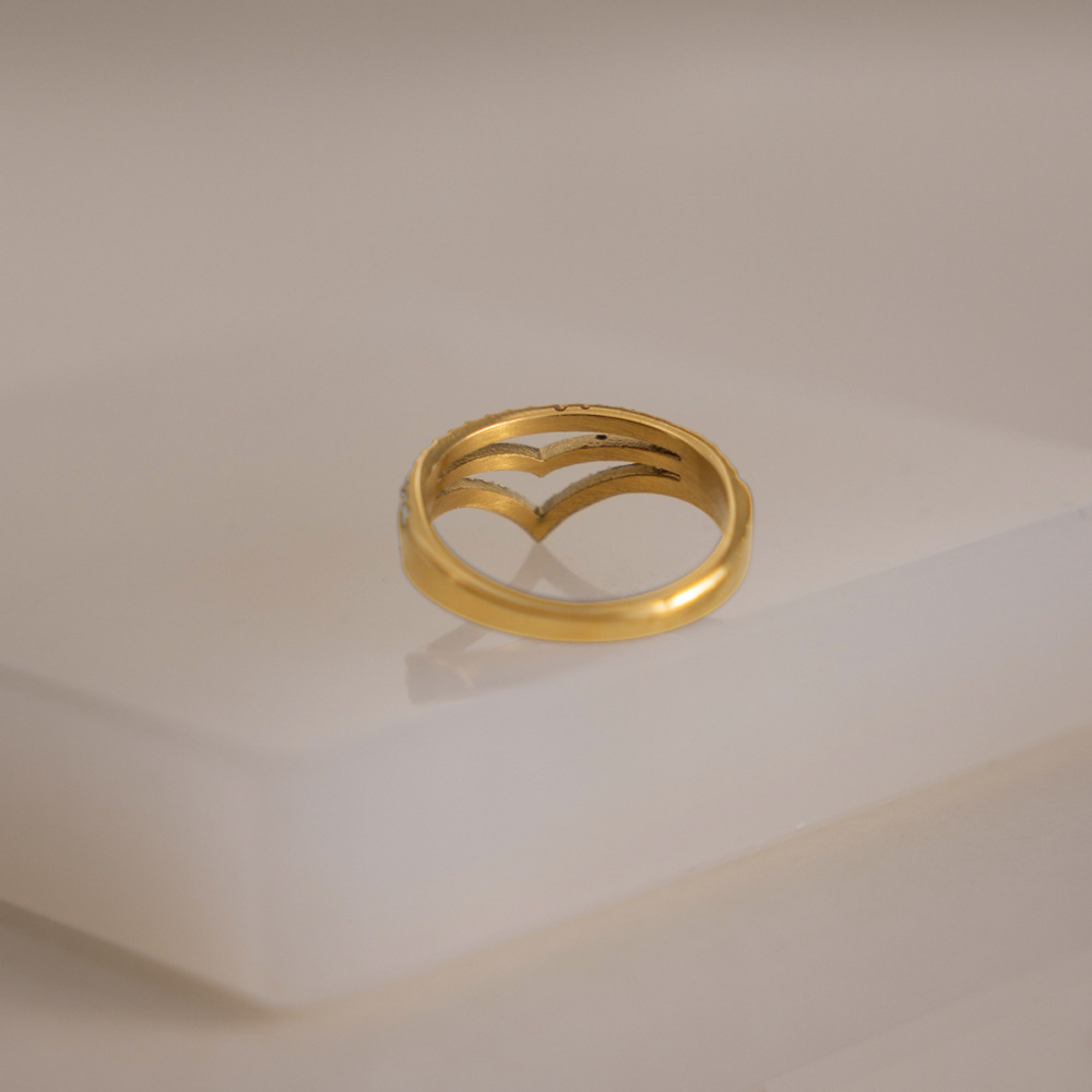 Bagues Pour Femmes En Acier Inoxydable Doré, Étanches, Ajourées Et Ornées De Strass. Image3