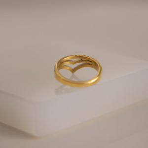 Bagues Pour Femmes En Acier Inoxydable Doré, Étanches, Ajourées Et Ornées De Strass. h5 Image3