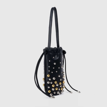 Sac seau femme en PU à rivets cloutés style streetwear 2