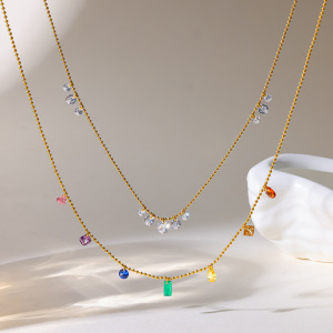 Colliers Pendentifs Pour Femmes En Acier Inoxydable Étanche, Couleur Or, Avec Zircon h5 Image2