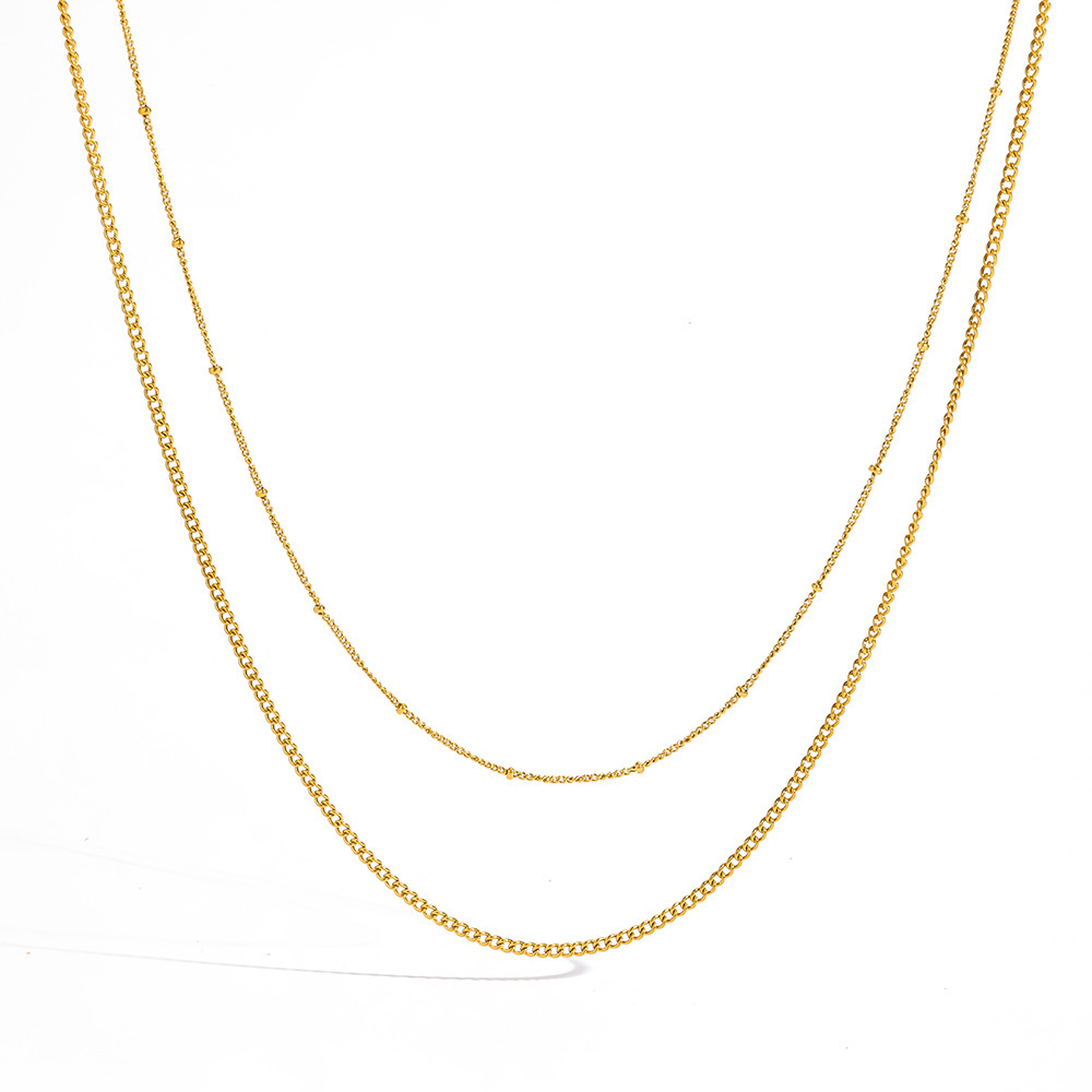 Colliers Superposés Pour Femmes, En Acier Inoxydable, Couleur Or, Étanches, De La Collection Simple Series Daily Chain Image4