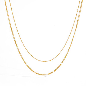 Colliers Superposés Pour Femmes, En Acier Inoxydable, Couleur Or, Étanches, De La Collection Simple Series Daily Chain h5 Image4