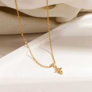 Colliers Pendentifs Pour Femmes, Série Simple, Style Rétro, Croix, En Acier Inoxydable, Couleur Or, Avec Zircon, Étanches h5 Image3