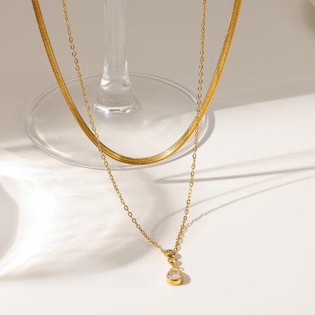 Colliers superposés pour femmes, collection romantique Daily Droplet, en acier inoxydable, couleur or, avec zircon, étanches.