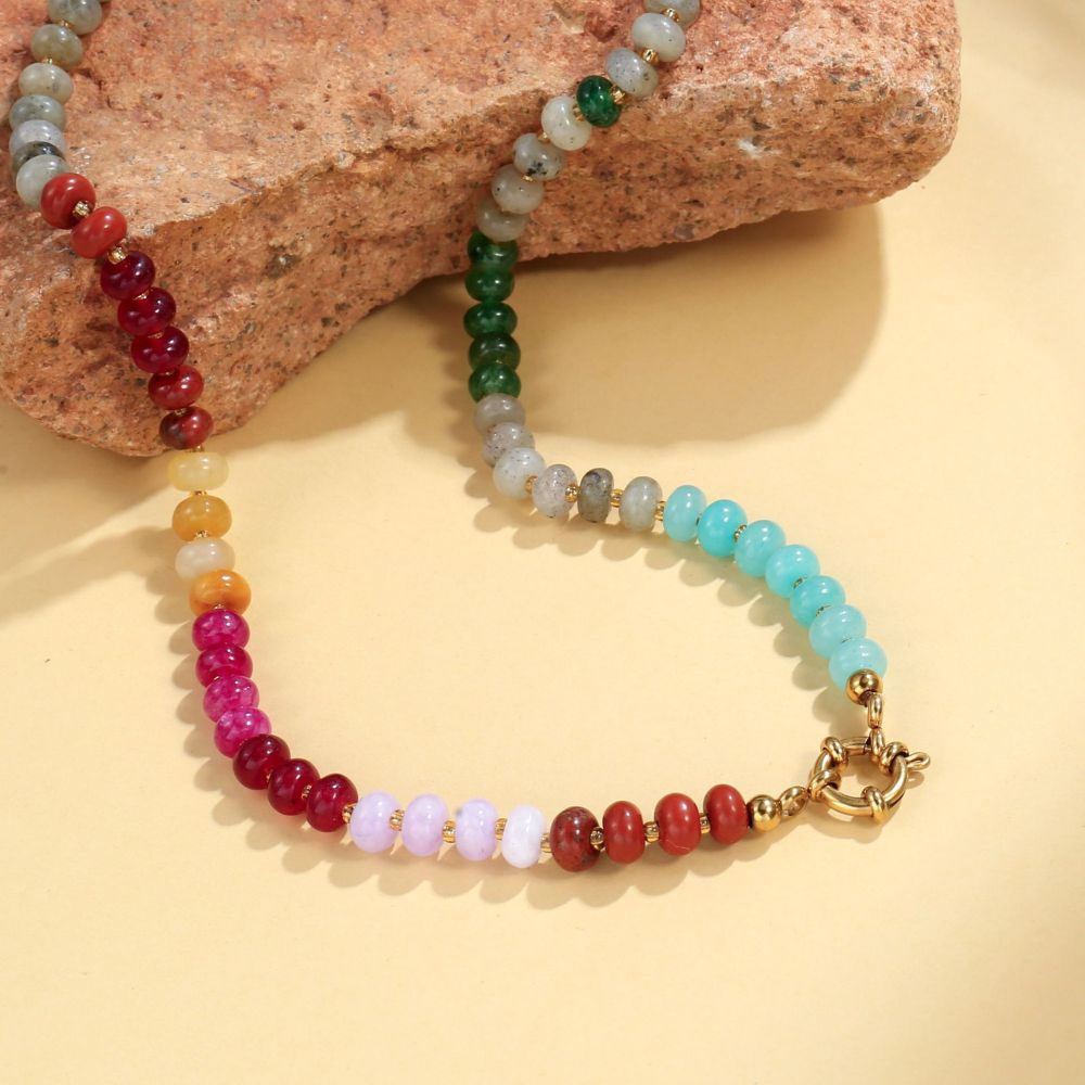 Colliers De Perles Simples Et Colorés En Pierres Naturelles Pour Femmes h5Image4