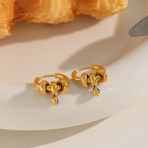 Boucles D'Oreilles Pendantes Pour Femmes, En Acier Inoxydable, Étanches, Couleur Or, Avec Zircon. h5 Image4