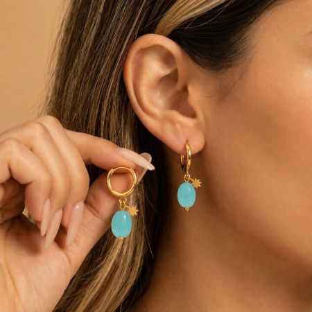 Boucles d'oreilles pendantes pour femmes Daily Star, en acier inoxydable, couleur or, collection romantique