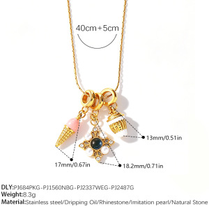 Colliers Pendentifs Pour Femmes En Acier Inoxydable Étanche, Couleur Or, Ornés De Strass h5 