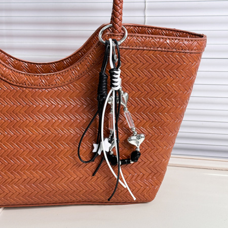 Breloques de sac en corde tressée multicolore torsadée, style décontracté, en forme de cœur, collection Simple 2