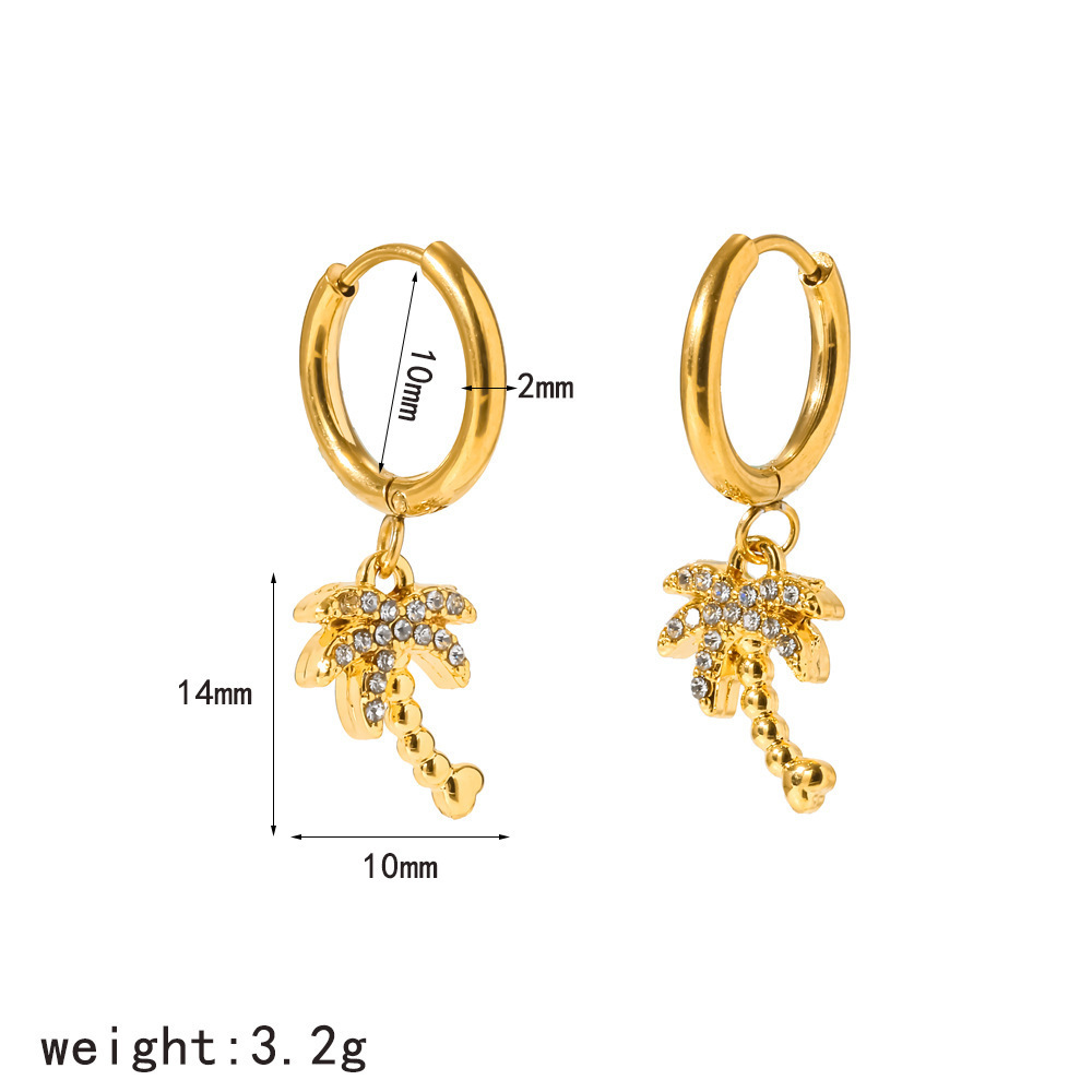Boucles D'Oreilles Pendantes Pour Femmes Oceanic En Acier Inoxydable Étanche Couleur Or Avec Strass 