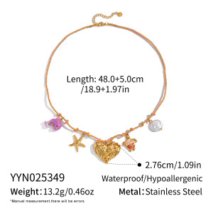 Colliers Tressés Pour Femmes, Motif Cœur Océanique Romantique, En Acier Inoxydable Étanche Couleur Or h5 