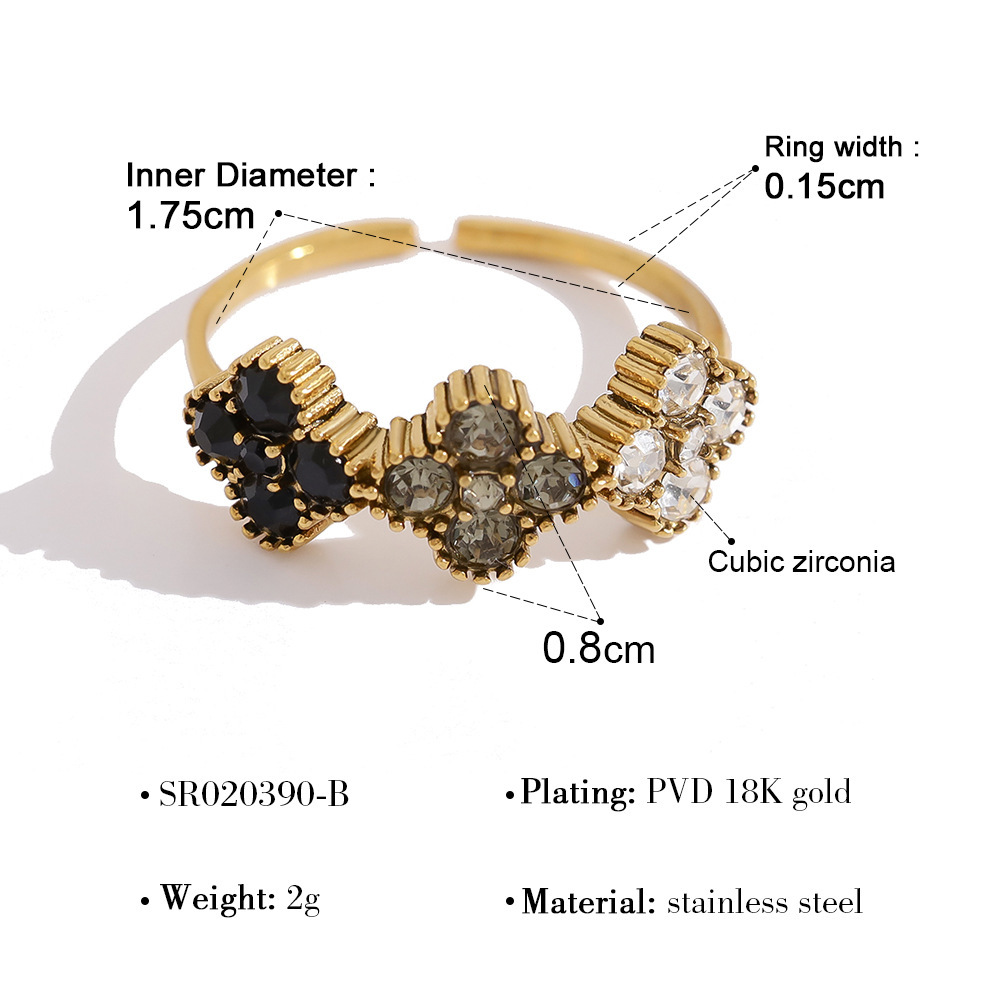 Bagues Pour Femmes En Acier Inoxydable Doré, Ornées De Zircon Et Serties De Pierres Précieuses, Collection Romantique Sweet Flower