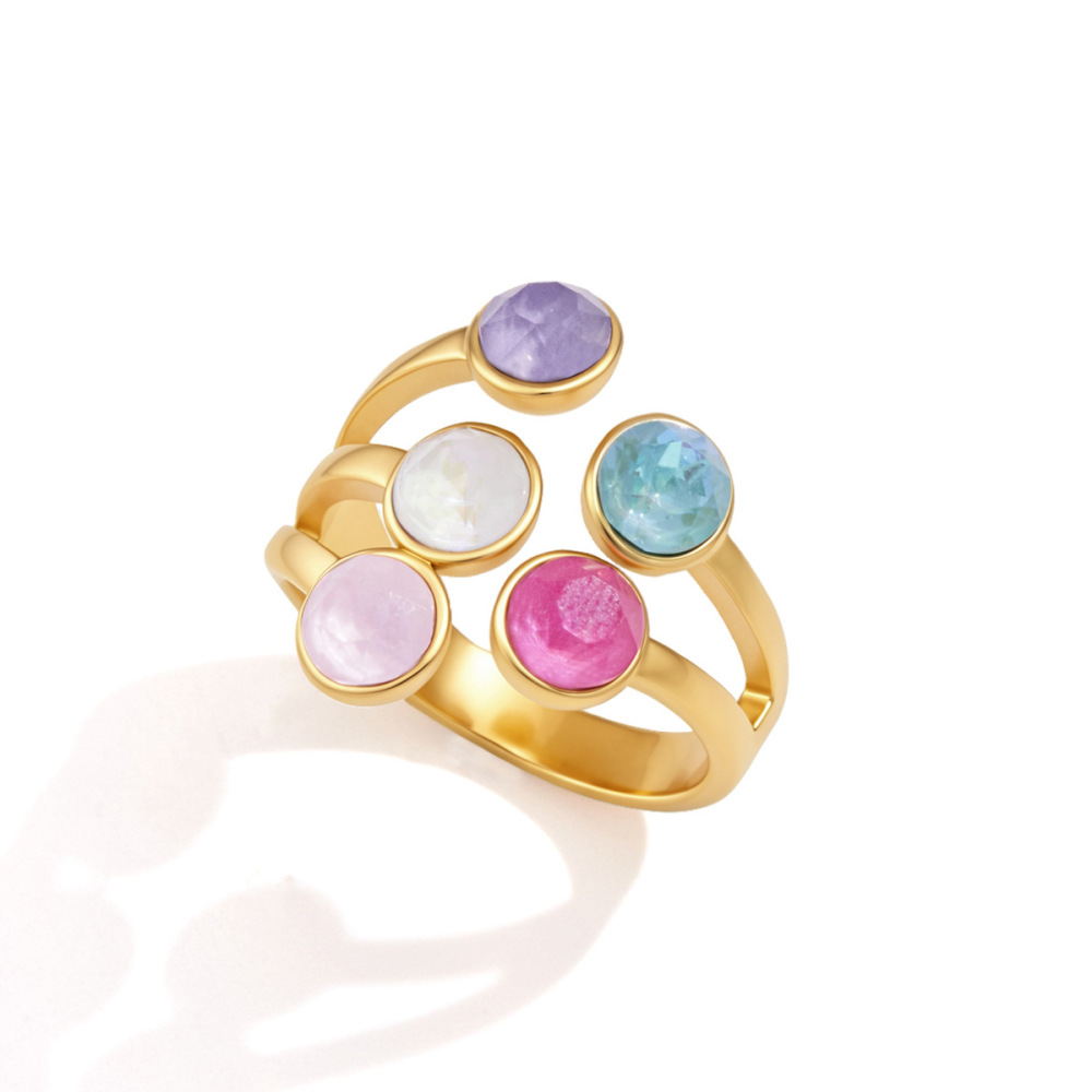 Bagues Pour Femmes En Acier Inoxydable Doré, Étanches, De Forme Irrégulière Et Ornées De Strass, Collection Luxueuse. Image5
