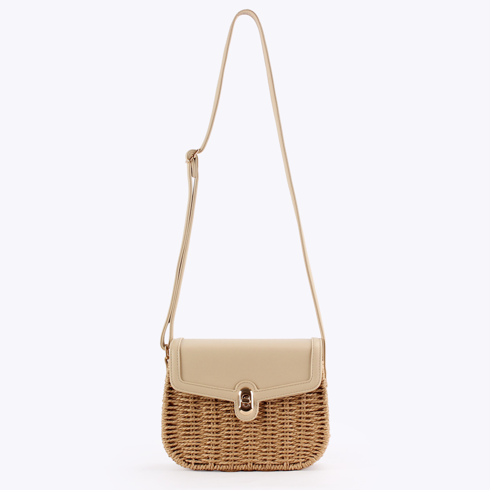 Sac Carré Pour Femme En Raphia Tissé Uni, Style Décontracté