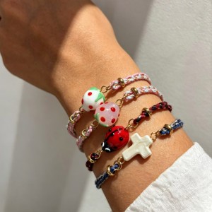 Bracelets Tressés Pour Femmes, Motif Fraise, Couleur Or h5 Image3