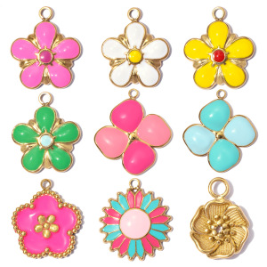 Pendentifs Pour Femmes, Collection Romantique, Motif Floral À Faire Soi-Même, En Acier Inoxydable Étanche, Couleur Or h5 Image4