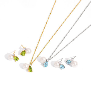 Ensembles De Colliers Pour Femmes En Acier Inoxydable Imperméable, Couleur Or, Ornés De Perles Et De Zircon. h5 Image4