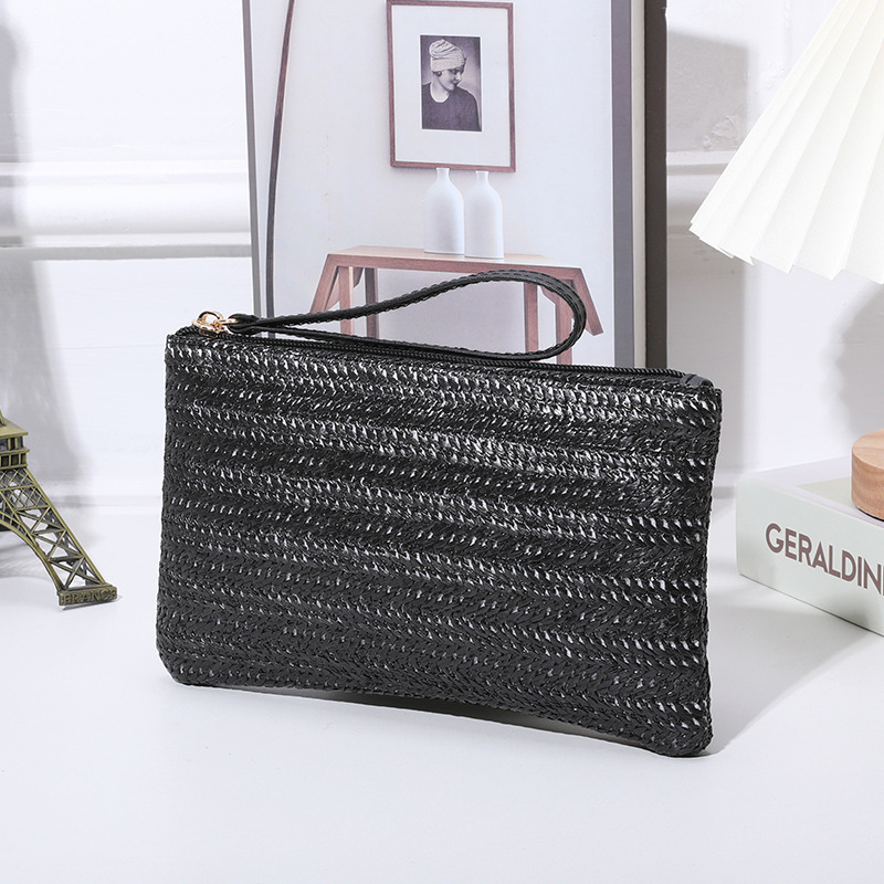 Sac Carré Pour Femme En Raphia Tissé Uni, Style Décontracté