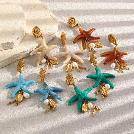 Boucles d'oreilles pendantes pour femme, collection romantique, forme irrégulière, en acier inoxydable, étanches, couleur or
