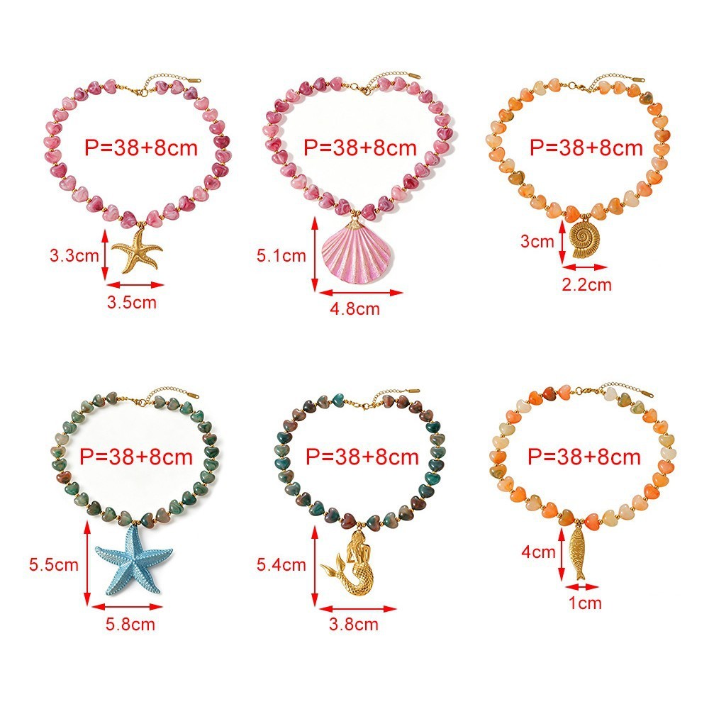 Colliers De Perles Pour Femmes, Collection Romantique, Style Océanique, Pendentif Coquillage En Résine h5Image4