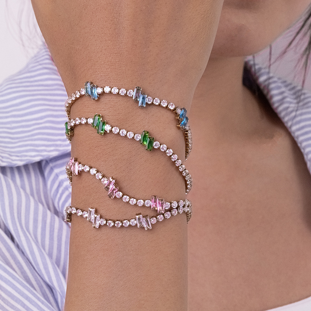 Bracelets À Maillons Pour Femmes En Acier Inoxydable Étanche, Couleur Or, Avec Zircon. Image3