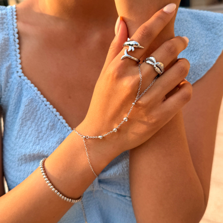 Bague femme Simple Series Daily Dolphin Seashell en acier inoxydable étanche