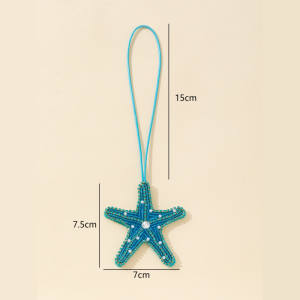 Série Simple De Perles Naturelles De Style Océanique, Breloques Pour Sac En Corde Tressée En Forme D'Étoile De Mer h5