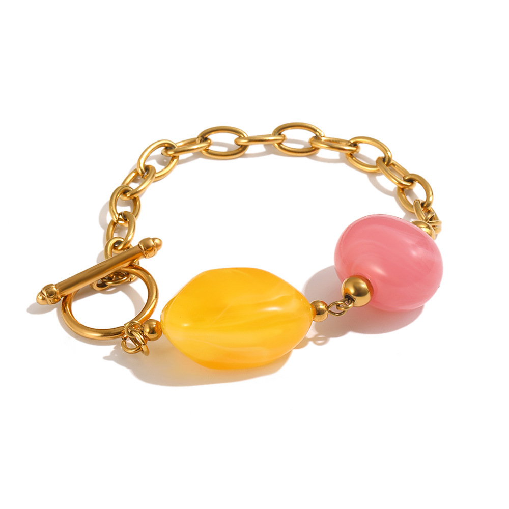 Bracelets À Perles Décontractés Pour Femmes, En Acier Inoxydable, Étanches, Couleur Or Image3