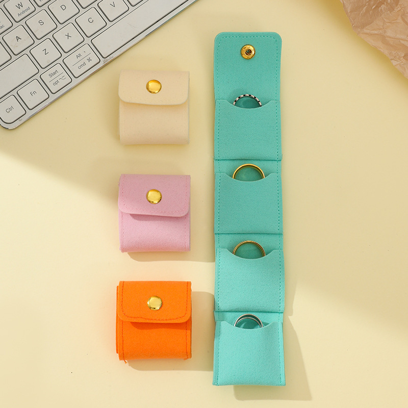 Pochettes À Bijoux Élégantes En Pu De Couleur Unie, Collection Simple Image4