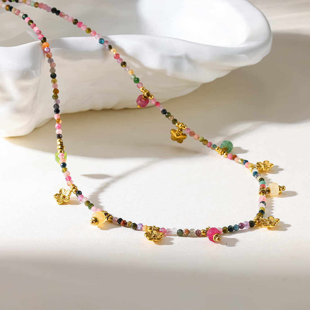 Colliers Pendentifs Pour Femmes, En Acier Inoxydable Étanche, Couleur Or, Avec Pompon, Collection Simple Series Image2