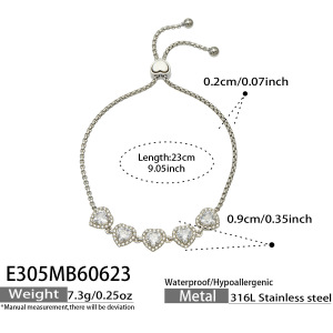 Bracelet Chaîne Femme En Acier Inoxydable Imperméable Avec Zircon Et Patchwork Sweet Heart De La Série Luxueuse h5