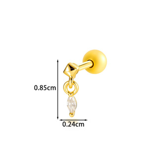 Boucles D'Oreilles Piercing Pour Femme, Forme Géométrique Simple, Couleur Cuivre Doré, Zircon. h5 Image2