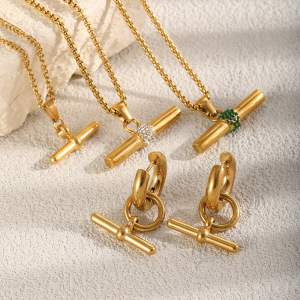 Colliers Pendentifs Pour Femmes, Collection Simple, Forme Irrégulière, En Acier Inoxydable, Étanches, Couleur Or h5 Image2