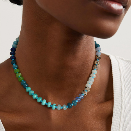 Colliers de perles colorées en pierres naturelles pour femmes