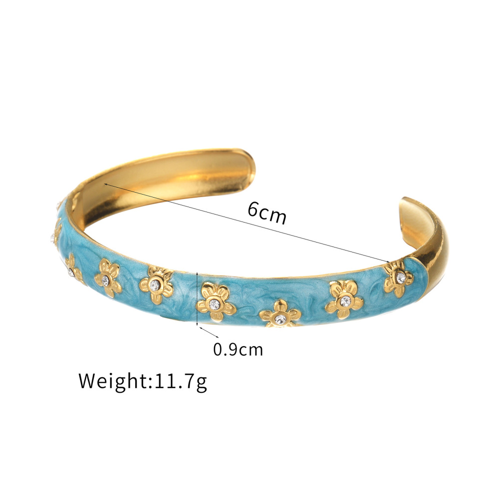 Bracelets Manchettes Pour Femmes, Style Rétro, En Acier Inoxydable, Émaillé Et Imperméables, Collection Classic Series. 