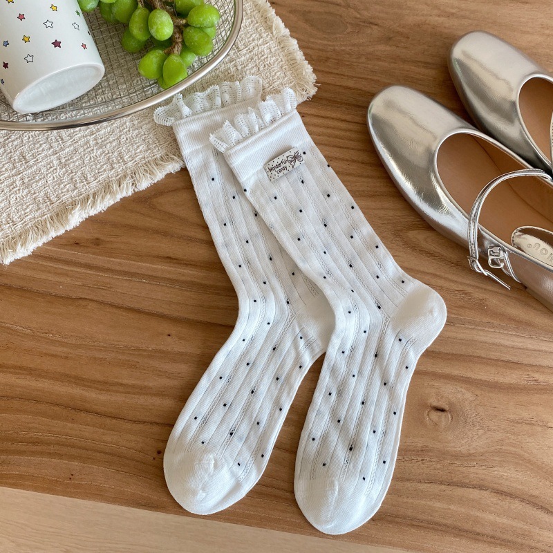 Chaussettes Mi-Mollet À Pois Élégants Et Légèrement Rebondissants